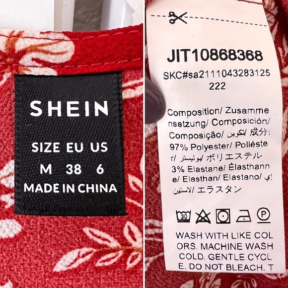 SHEIN Maternity Rust Orange Floral Print Surplice V Neck Short Sleeve Mini Dress - Picture 14 of 14